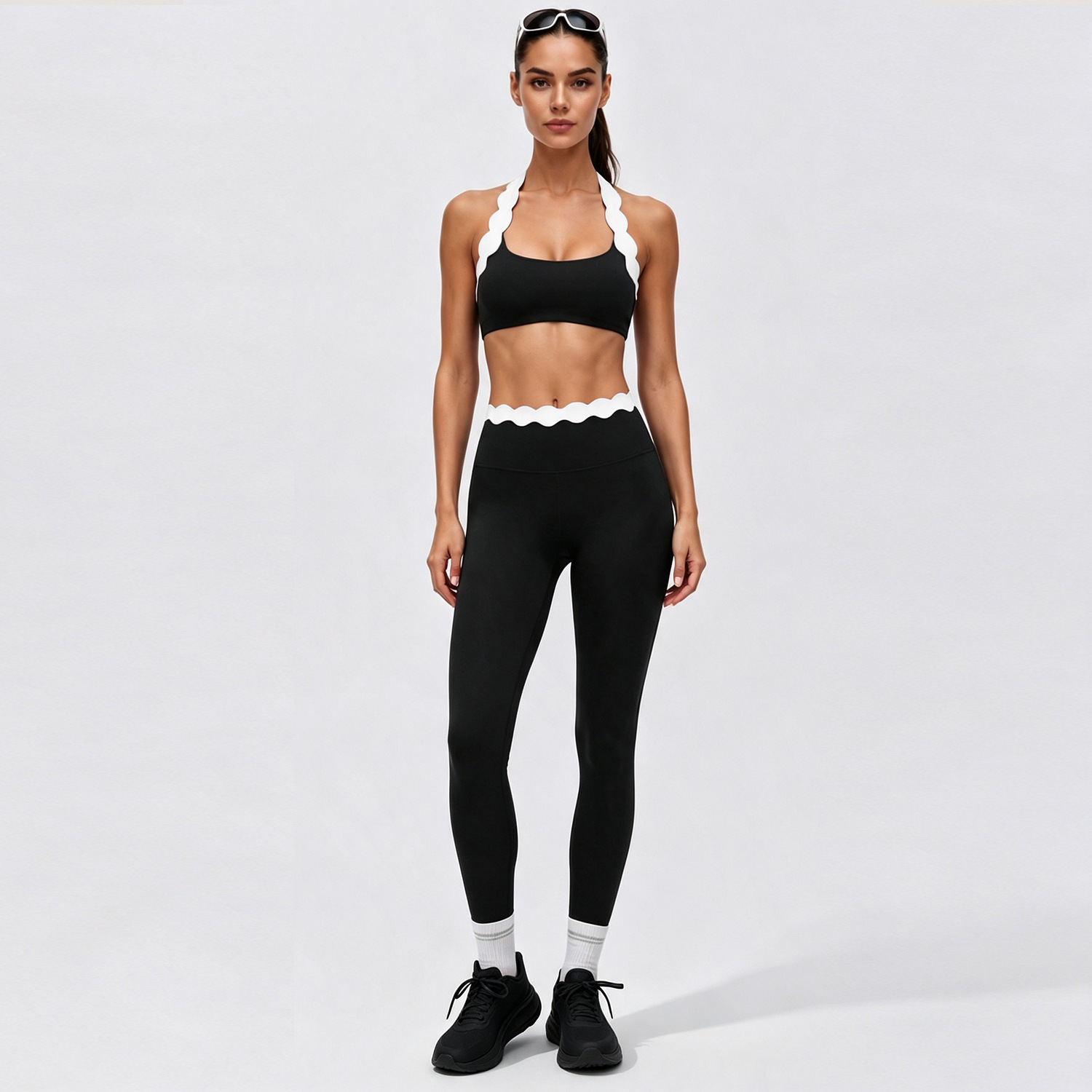 Women 2‑Piece Yoga Outfit Two‑ - Lace Bralette Set ulasan dan harga